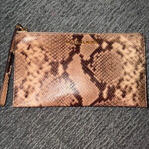 Michael Kors Brown Snake Print Wristlet